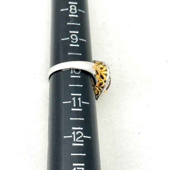 Victoria Wieck Vermeil & Sterling 2.97ct. Garnet & White Sapphire Ring - Size 10 - Picture 7 of 10